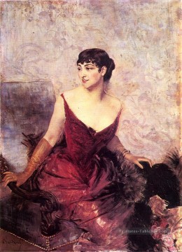 Comtesse de Rasty Assis dans un fauteuil Genre Giovanni Boldini Peinture à l'huile
